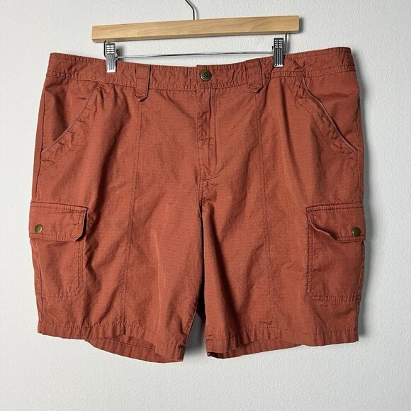 Eddie Bauer Women’s Orange Ripstop Long Inseam‎ Shorts Size 20 Hiking Outdoor - Picture 1 of 8